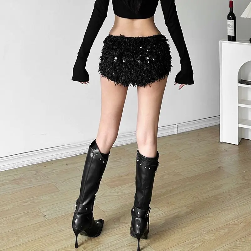 

Fashion Nightclub Sexy Babes Low-rise Super Shorts Wear Versatile Sequins Decorative Hot Pants Women