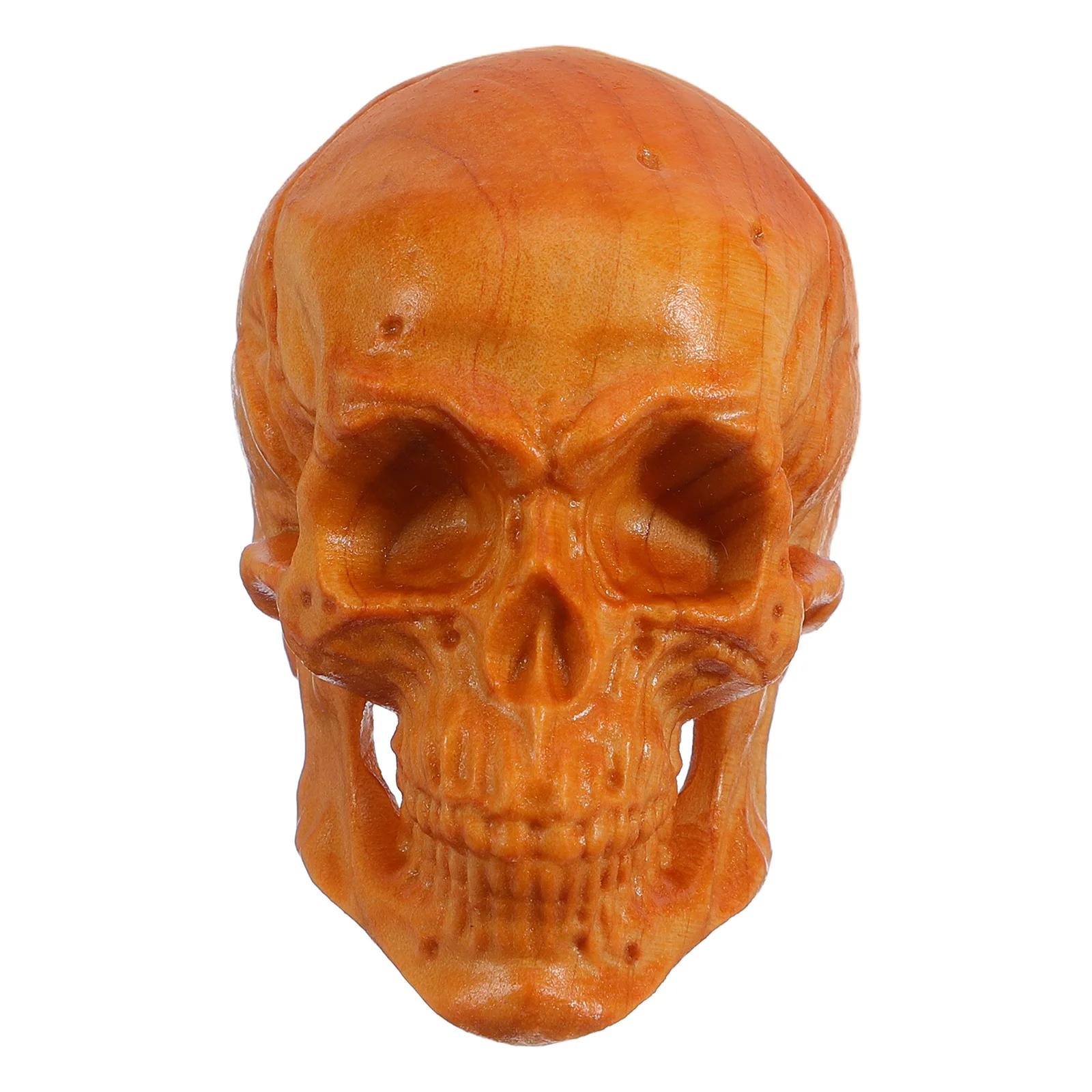 

Wood Skull Decorative Statue Miniature Carving Home Office Prop Tiny Fake Halloween Small Unique Wooden