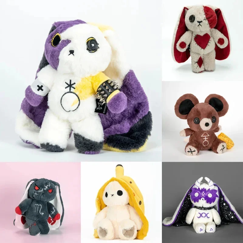 30cm Dreadfuls Non Binary Rabbit Plush Toy Horror Gothic Style Reborn Bunny Doll Soft Stuffed Kawaii Animals Model Kids Gifts