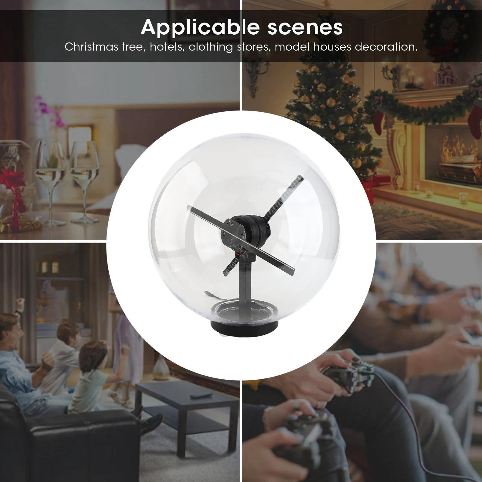 3D Projector Fan Digital Holographic Projector Projector Wireless WIFI 3D Holographic Projector Ball Shape Advertising Displayer