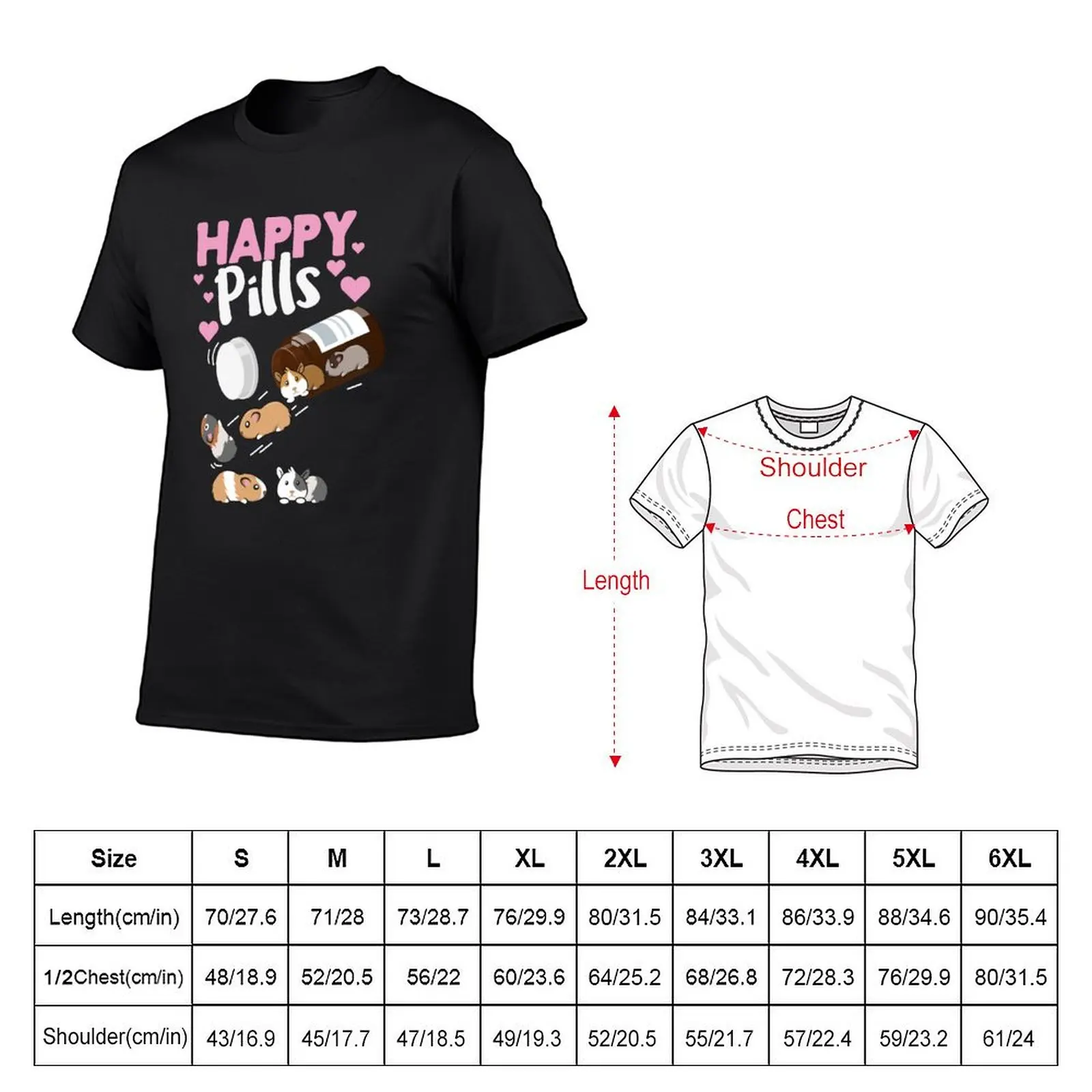 Happy Pill Guinea Pig Tee, Guinea Pig graphic T-shirt quick-drying blacks mens graphic t-shirts anime