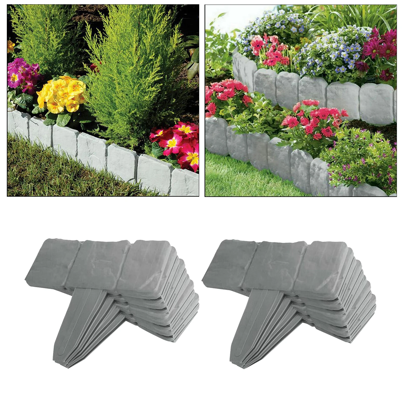 10pcs Lawn Plant Garden Border Flower Bed Edging Fence Stone Trim Grass Edging DIY Walkways Palisade