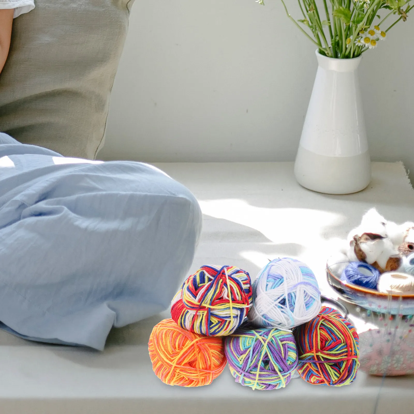 

10 рулонов разноцветной градиентной хлопковой пряжи для вязания крючком, мягкой, устойчивой к выцветанию, для пледов, шарфов, шапок, свитеров, рукоделия