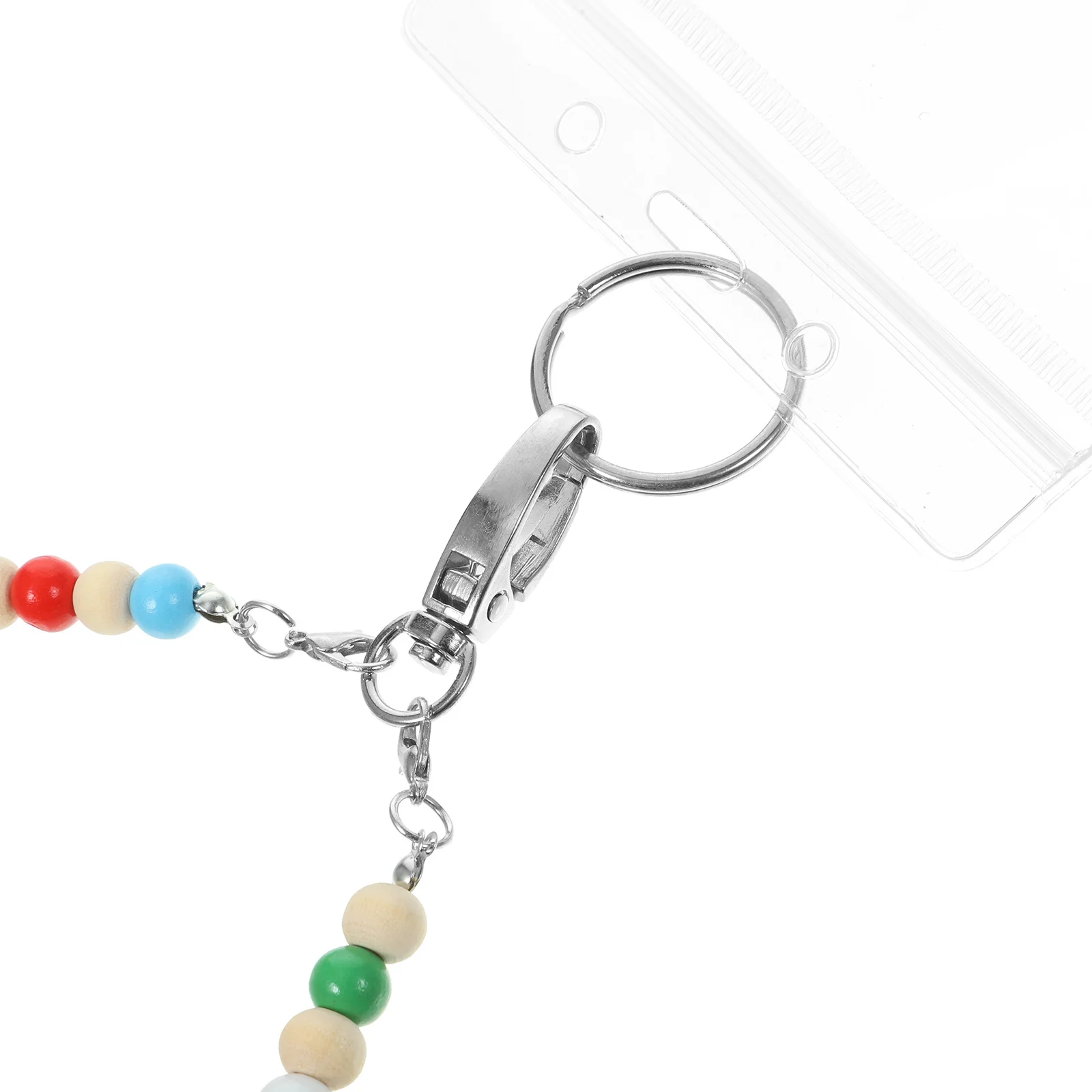 

Beaded Lanyard with Id Holder Wooden Beads Badge Holder for Name Tags Cards Credit Business Lightweight Portable