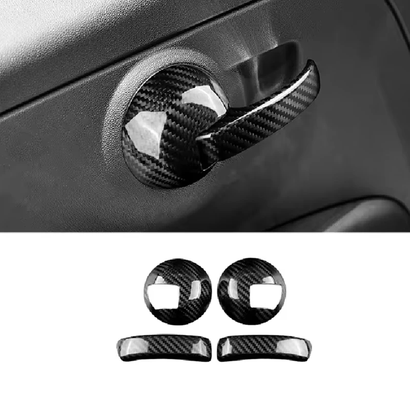 Real Hard Carbon Fiber Car Inner Door Handle Cover Trim For Fiat 500 2008-2023 Abarth 595 695 2012-2023