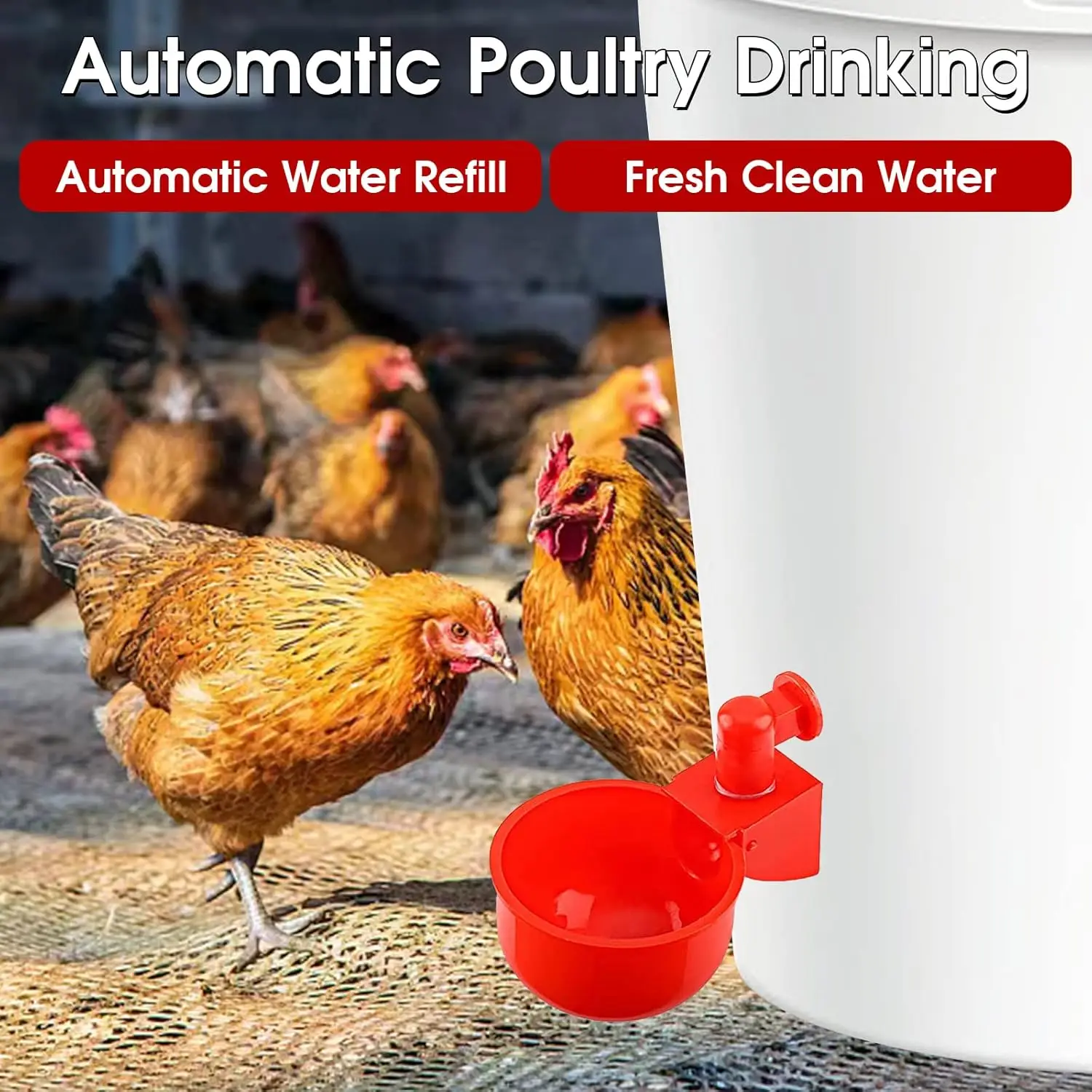 5/10/20 Pcs Automatic Poultry Drinking Bowl Chicken Waterer Cups Duck Drinking Machine Hanging Drinking Bowls Water Dispenser