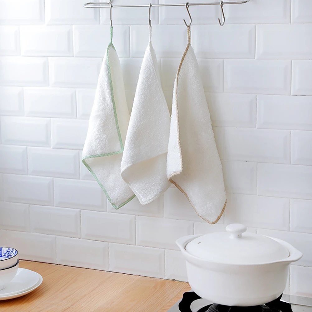 

3 PCS Bamboo Fiber Dish Towel Furniture Cleaning Cloth Home Wipe Dishcloth Water Absorption Thicken for Restaurant Quick-drying
