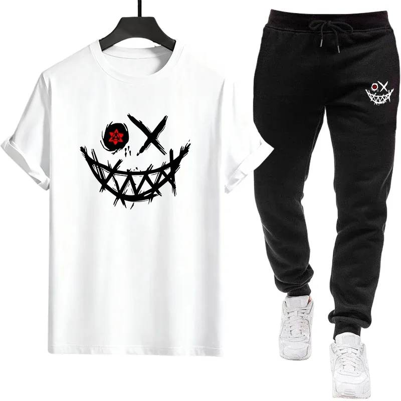 

Новинка 2026: Летний мужской спортивный костюм (футболка с круглым вырезом и спортивные брюки) для дома и активного отдыха, комфортный повседневный комплект