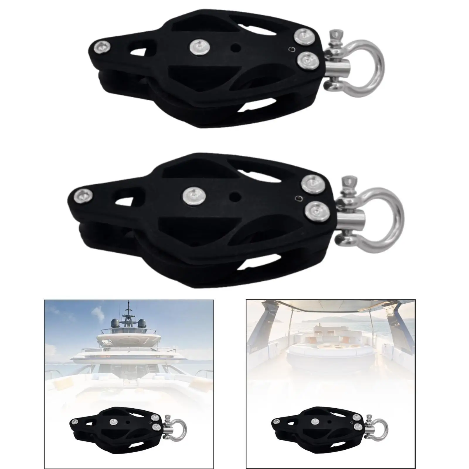 Lifting Pulley Deck Rigging Rope Hanging Smooth Bearing Crane Pulley Block Swivel Wheel for Sailboat Yacht Marine Kayak Canoe