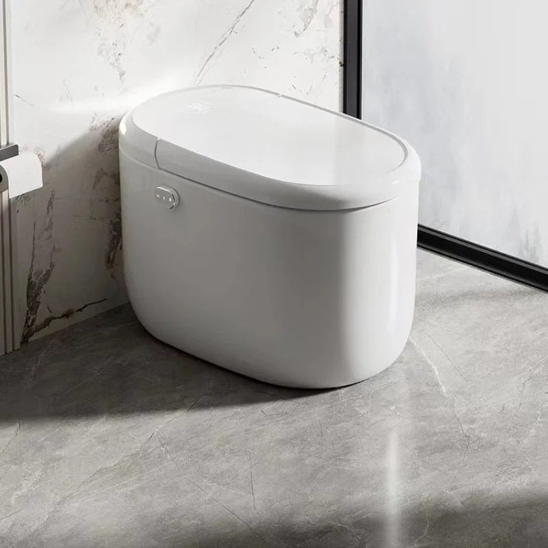 Oval floor-to-ceiling smart toilet has no water pressure limit, fully automatic drying, siphon flushing, foam shield