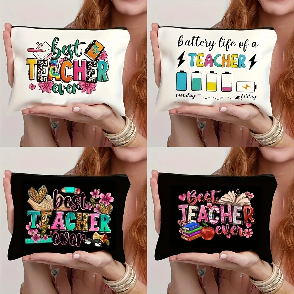 1 pièce, Trousse de maquillage inspirante pour enseignant, Cadeau de remerciement pour enseignant, Trousse de maquillage pour enseignant, Sac de rangement pour cosmétiques