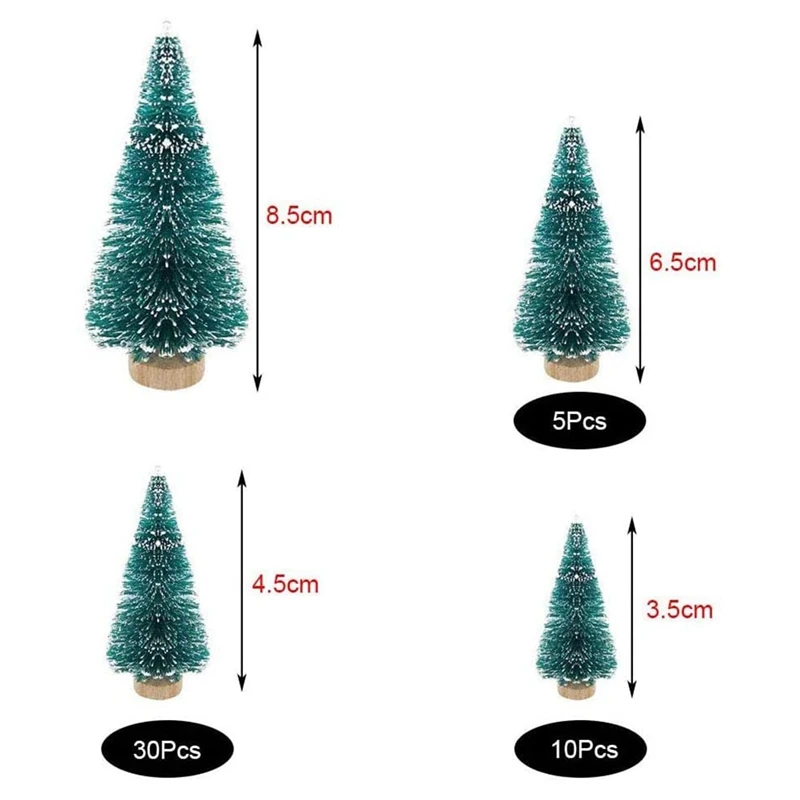 Árbol de Navidad Artificial en miniatura, pequeño, nieve, escarcha, pino, manualidades de decoración de fiesta DIY, 50 piezas