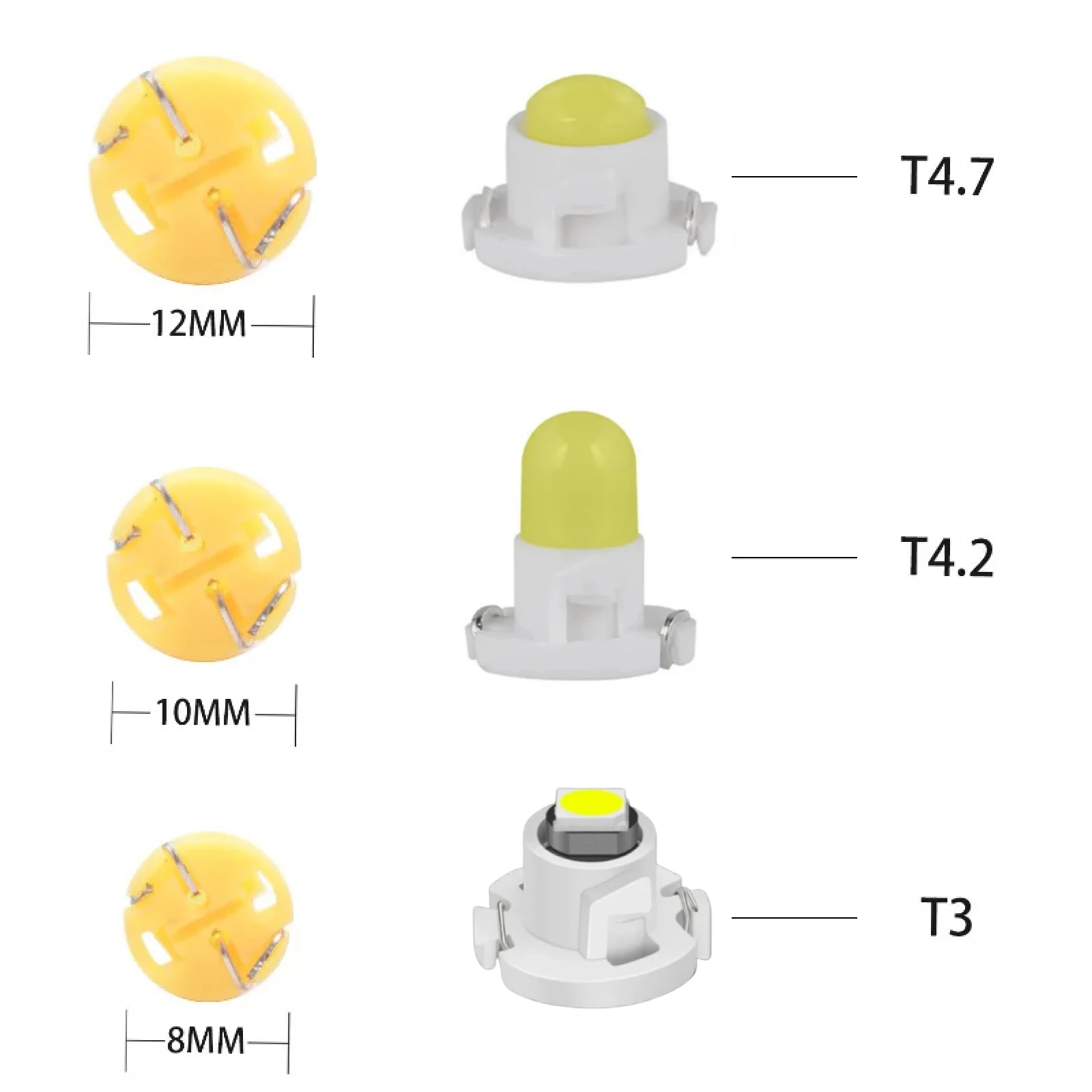 10pcs T3 LED 3030 SMD Led Bulb T4.2 T4.7 Indicator Light Bulb Car Dashboard Warning Indicator Light Instrument Lamp Auto Lamp image 3