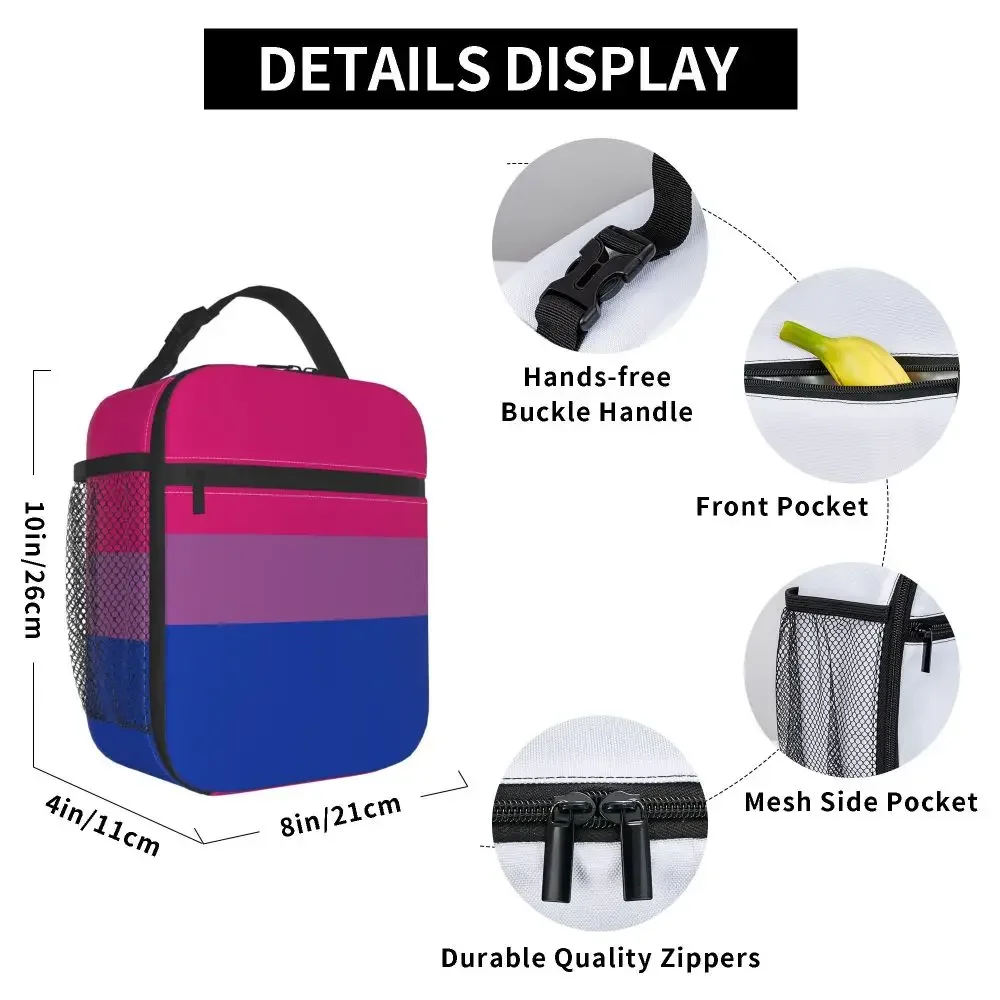 Pride Bisexual Flag Merch Insulated Lunch Bag Picnic Bisexuality Food Box Portable Fashion Cooler Thermal Lunch Box