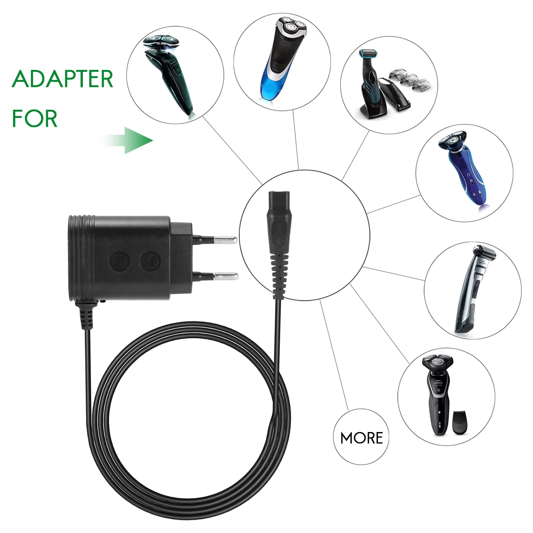 15V HQ8505 for Philips OneBlade QP6520 QP6510 Shaver Razor Charger Power Supply Adapter Cord EU PlugABGI