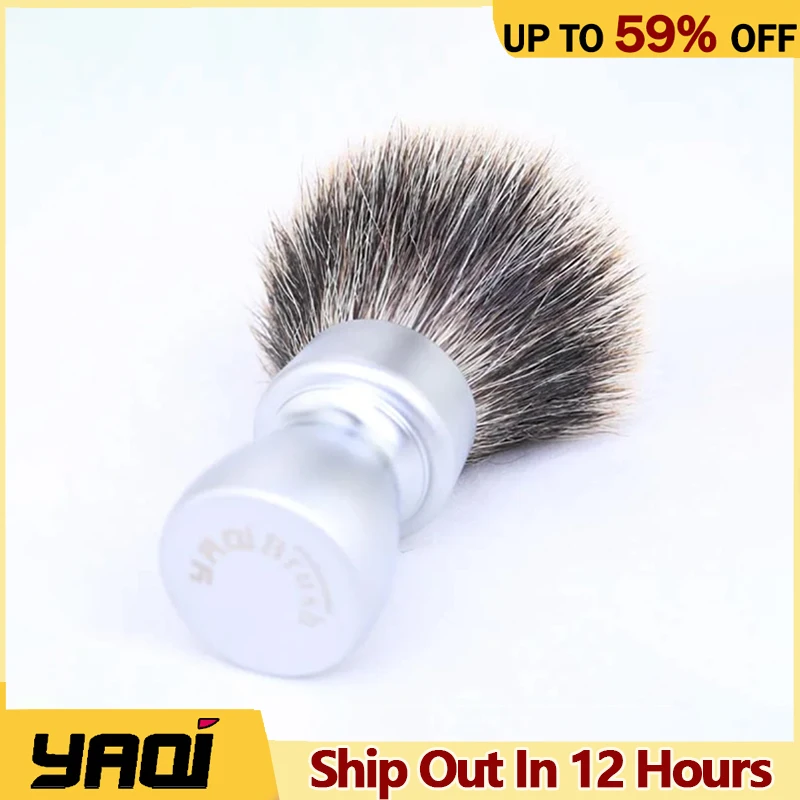 

YAQI матовый минимализм хромированный цвет с металлической ручкой, лучшая кисточка для бритья волос барсука для мужчин, модный простой дорожный инструмент для бритья