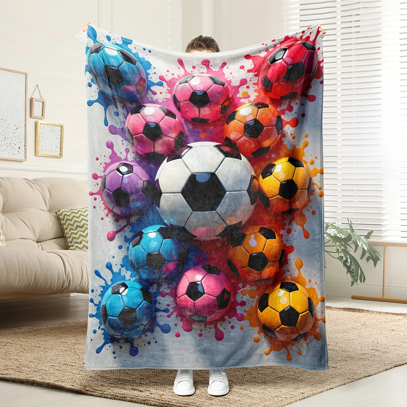 

1pc Football Flannel Blanket - "I Love This Game", Sports Fan Room Decor Gift