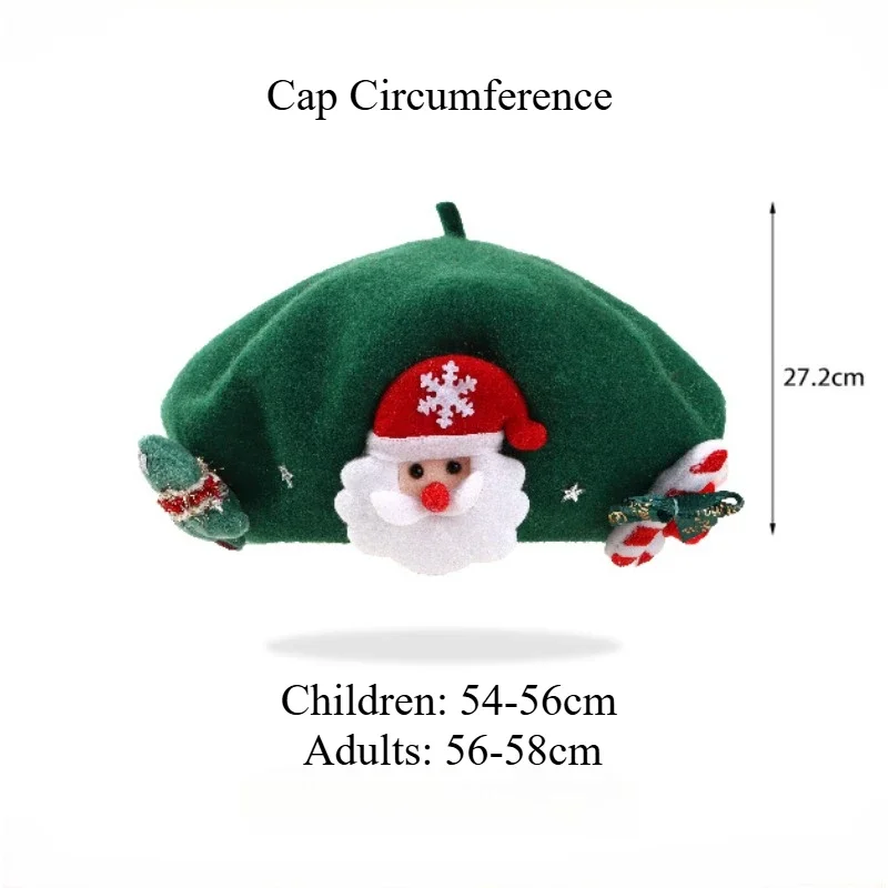 Autumn Winter Christmas Beret Hats Vintage Girls Keep Warm Cap Comfortable Warm Hat for Women New Year Woolen Red Hat Female