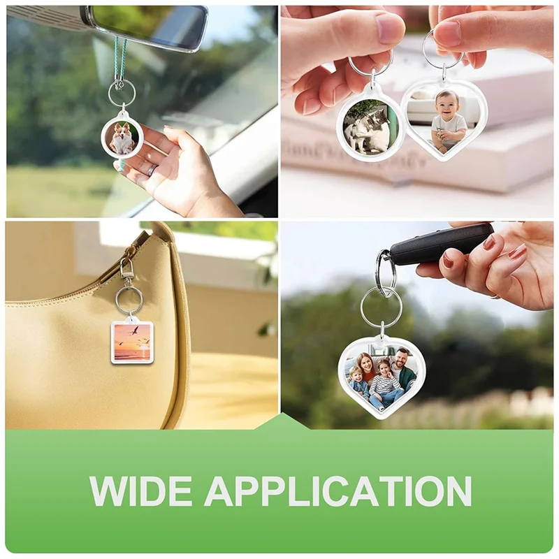 

A21R-50Pcs Pendant Picture Frame Keyrings, Clear Acrylic Photo Frame Keyring, Make Your Own Personalized Keyring Kit