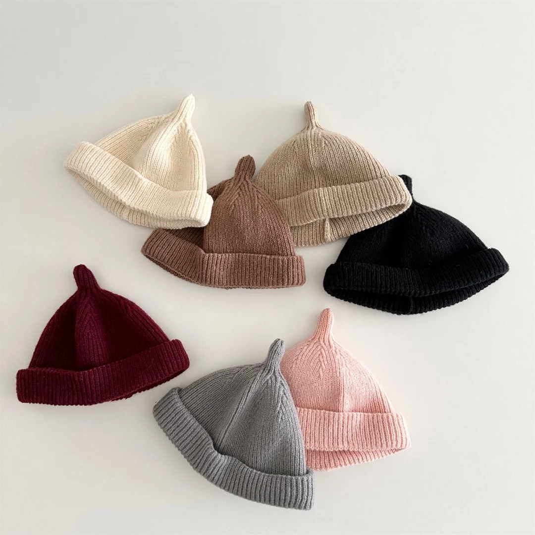 

2025 New Arrival Baby Knit Flat Caps Soft Woolen Beanie Autumn Winter Warm Headwear for Newborn Boys Girls Daily Outdoor Hat