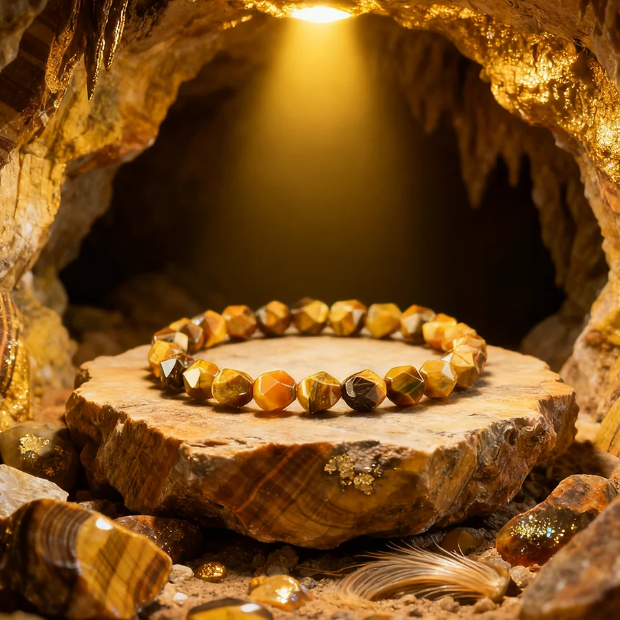 Bracelet en pierre œil de tigre jaune naturel 5A, bijoux en pierres irrégulières pour femmes et hommes, porte-bonheur et richesse, cadeau pour père, bracelet jonc