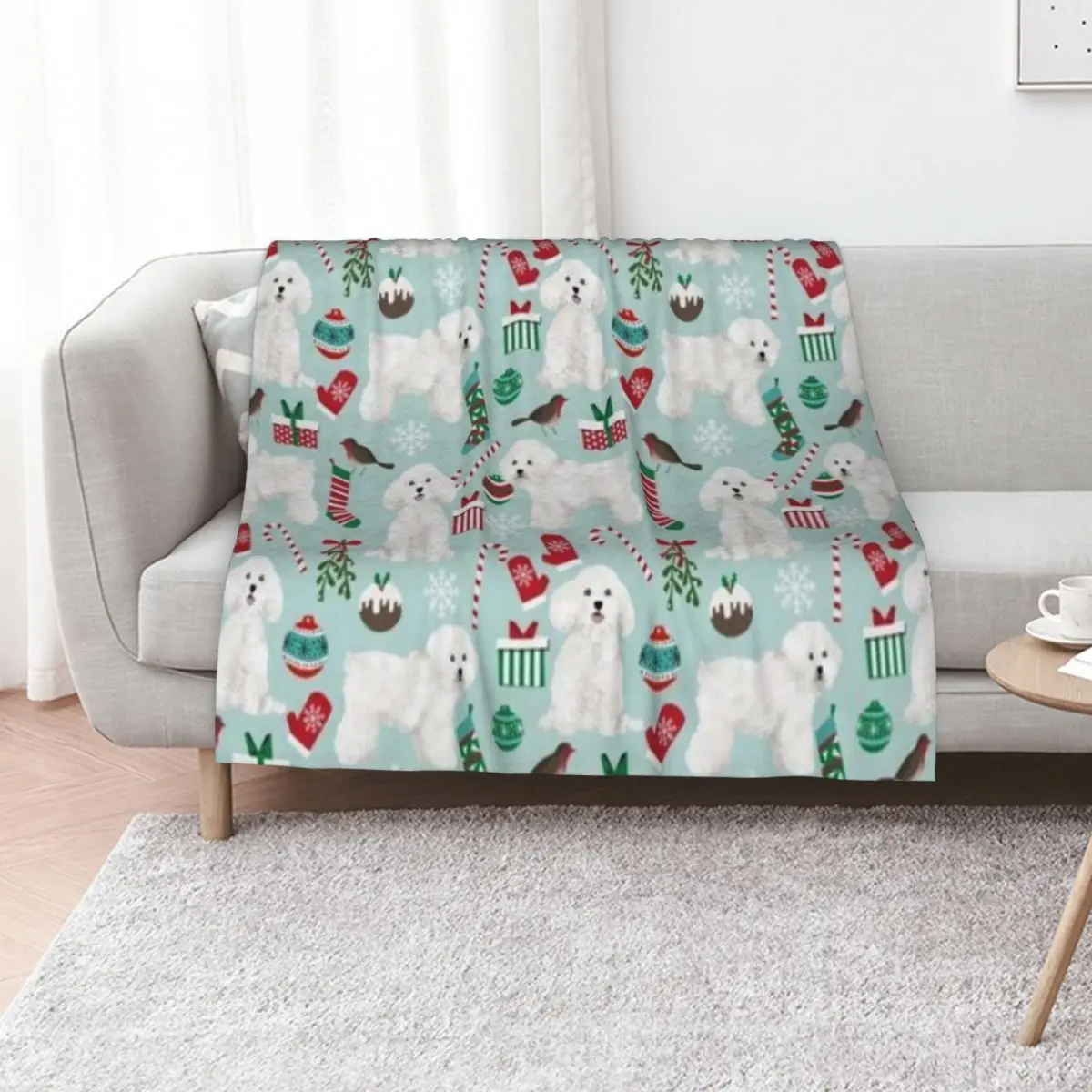 BICHON CHRISTMAS Throw Blanket Hair Soft Beds halloween Kid'S Travel Cute Blankets
