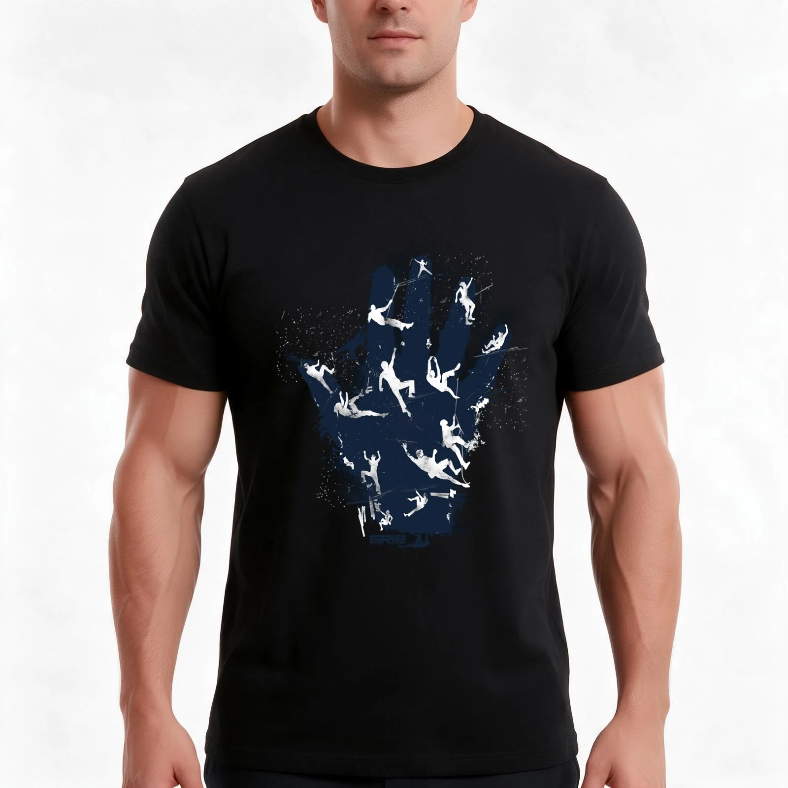 hand climb T-Shirt, Summer Casual Cotton Tee, Oversized Streetwear Tops, Vintage Graphic Print, Loose Fit Short Sleeve
