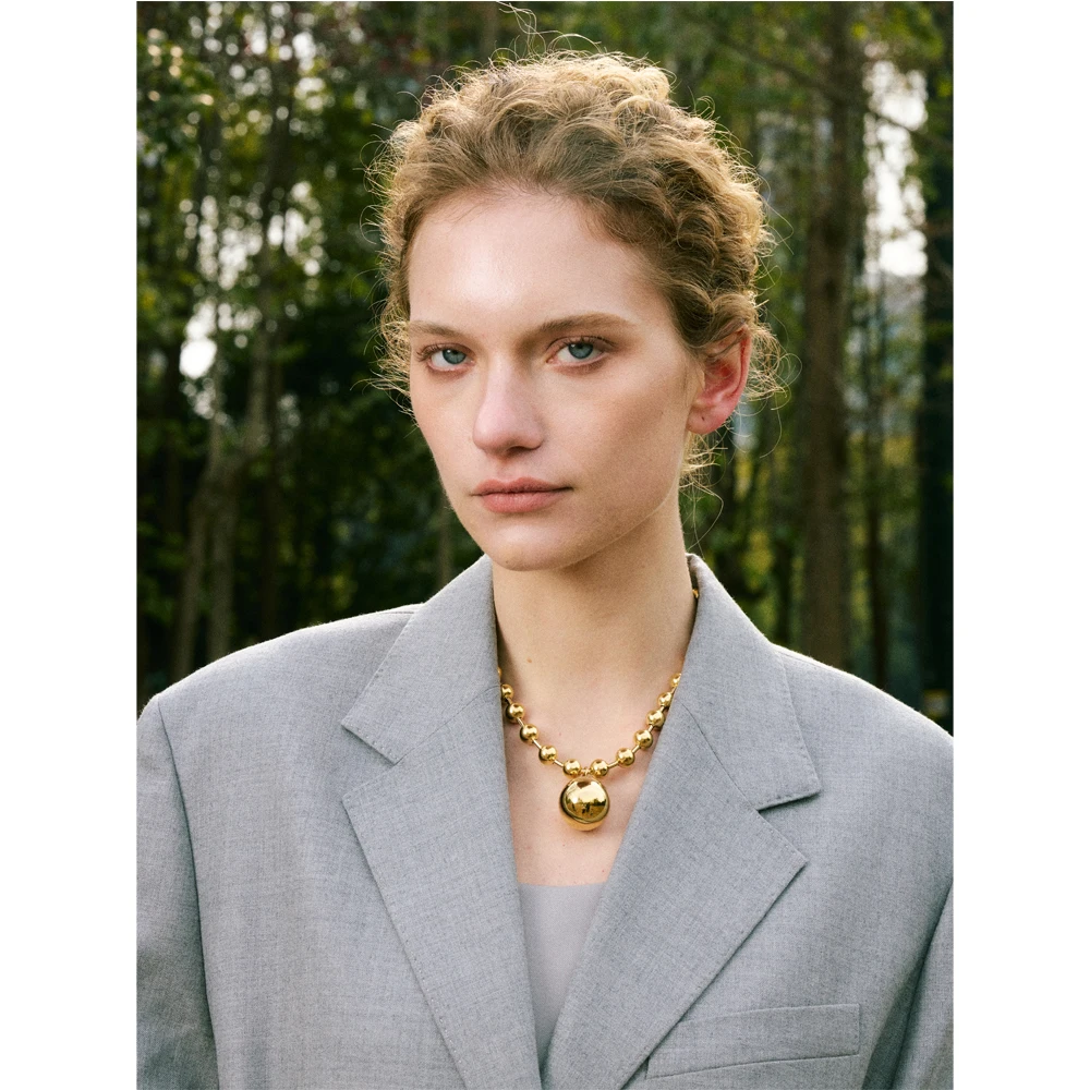 Yhpup High Quality Beads Chain Metal Heart Star Round Ball Necklace Pendant Waterproof Texture Smooth Stainless Steel Jewelry