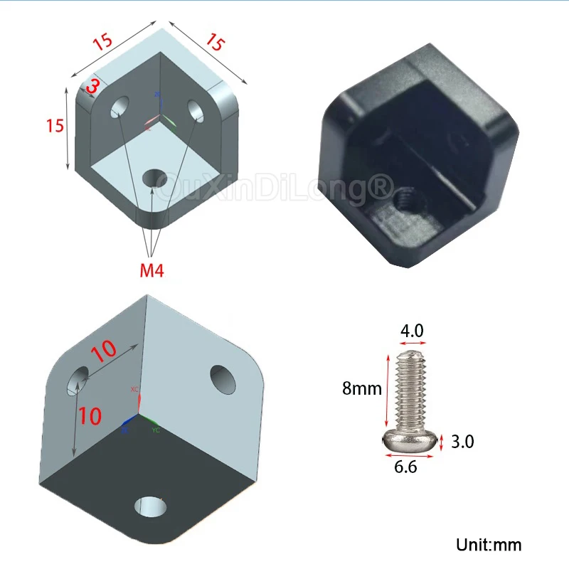 40PCS Zinc alloy Corner Bracket 3-Hole Block Cube Joint Brace Bracket with Screws for DIY Case/Box Electric Stoves Dishes GF1424