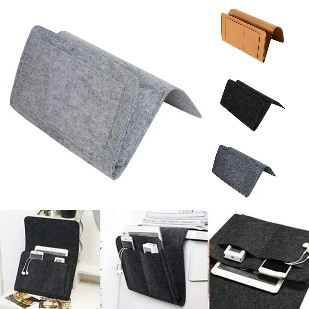 1pc Felt Bedside Storage Organizer Anti-Slip Bedside Bag Bed Sofa Side Hanging Couch Storage Remote Control Bed Holder Pockets