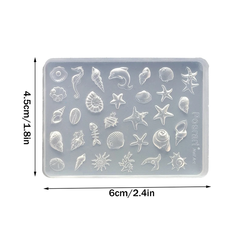 1 pçs 3d acrílico molde de unhas concha do mar estrela do mar peixinho koi peixe verão água-viva diy laço arco silicone molde da arte do prego