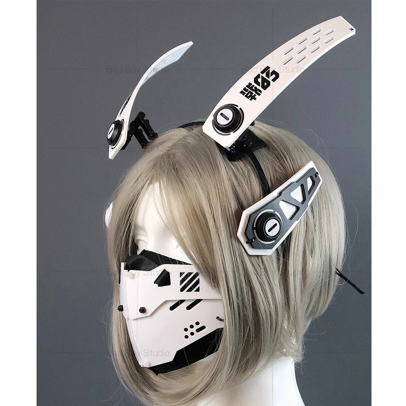 사이버 펑크 마스크 코스프레 기능성 기계 갑옷 귀 머리띠 중앙 타운 전술 03 공예 소품 음악 축제 액세서리