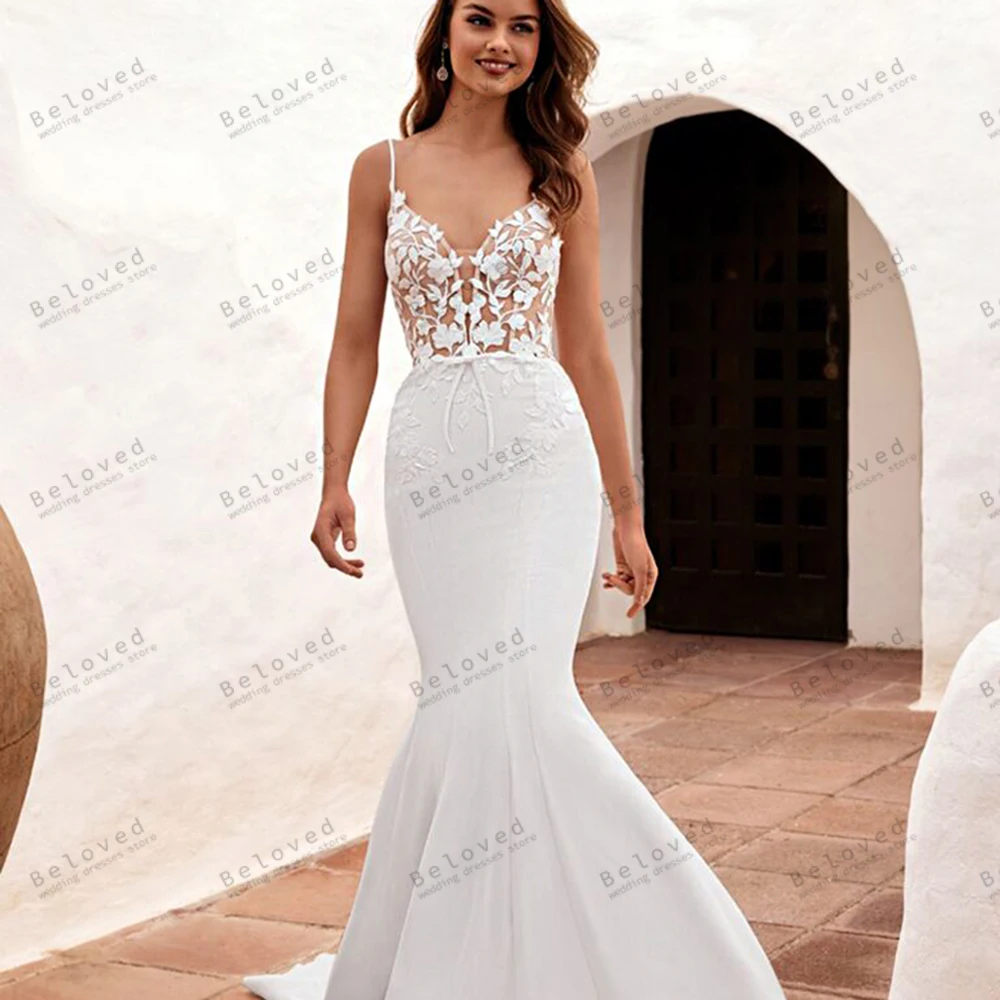 

Graceful Wedding Dresses Satin Bridal Gowns Lace Appliques Classic Robes Sleeveless Vestidos De Novia Glamorous Customized 2025