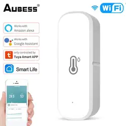 Tuya wifi sensor de umidade temperatura termômetro higrômetro alarme segurança em casa inteligente para vida inteligente alexa google assistente