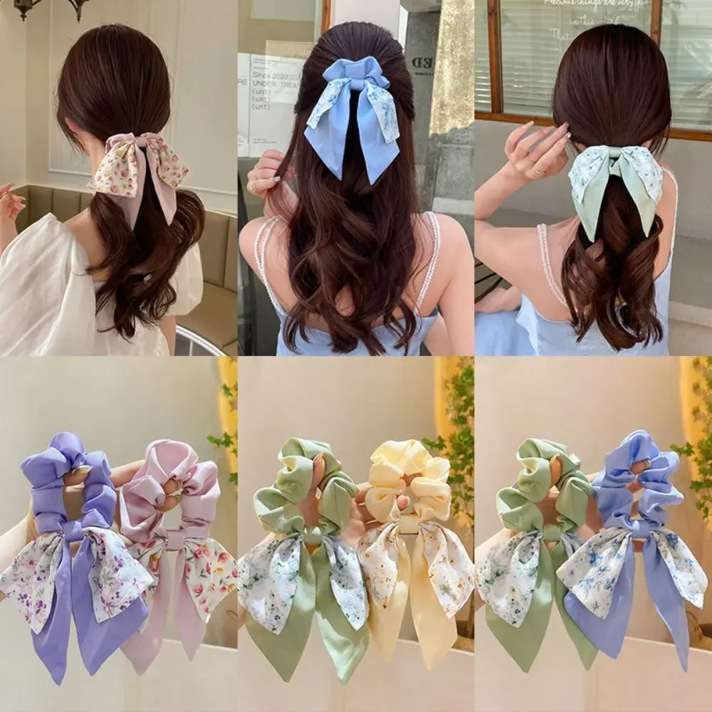 Printing Printing Hair Rope High Quality Cloth Ribbon Bow Intestine Hair Loop Hair Accessiories Hair Ribbon