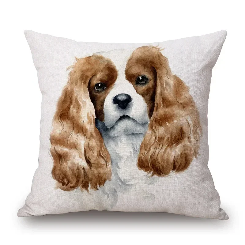 Hand Painting Jack Russell Spaniel Dog Dalmatian Poodle Animals Poster Cushion Covers Decorative Pillow Case For Sofa 45X45CM