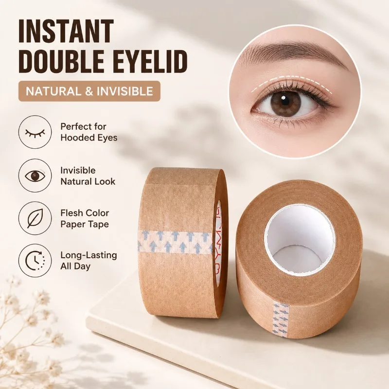 Eyelid Tape for Hooded Eyes, Flesh Color Paper Double Eyelid Lift Strips, Invisible Natural Look for Droopy Eyelids, Makeup