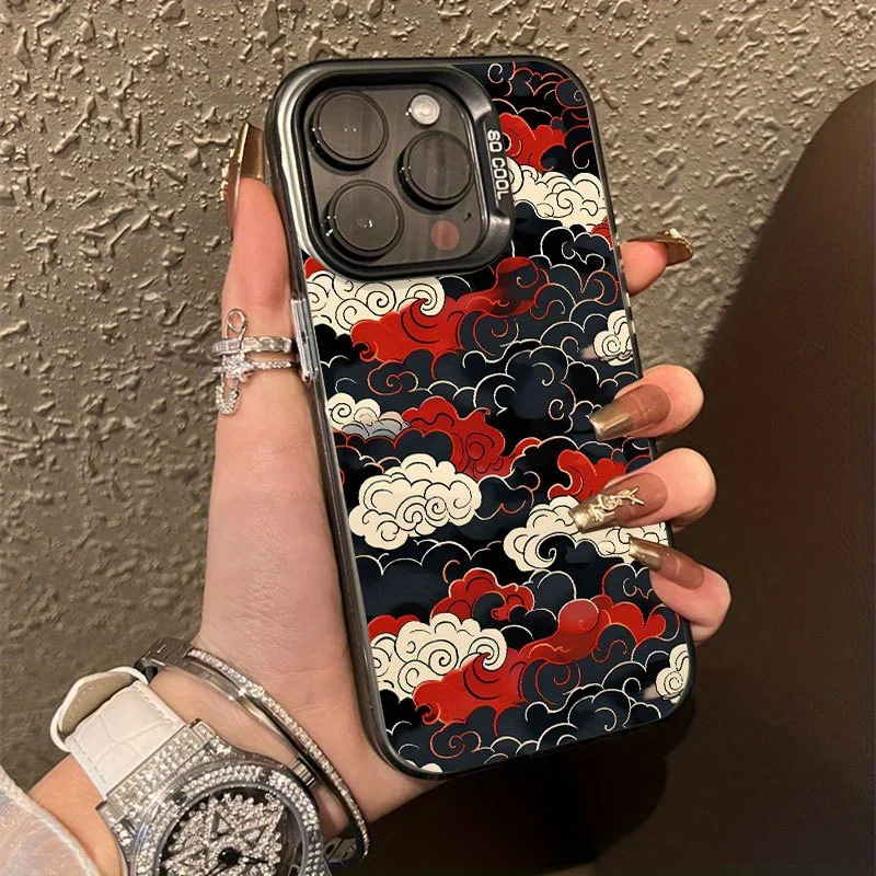 Cloud pattern phone case for iPhone 16 15 14 13 12 11 Pro/ Max/Plus shock-proof rear cover anti-fingerprint