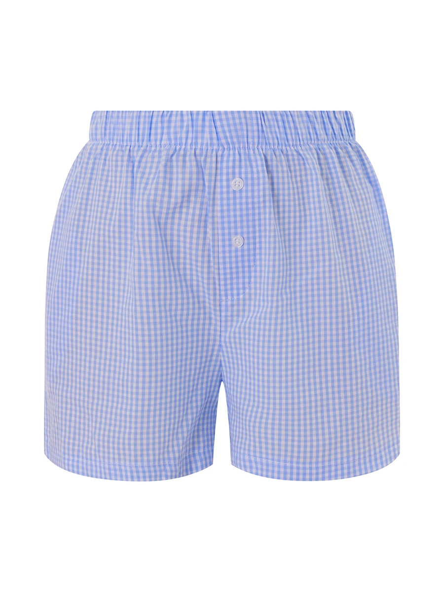 Baggy Stripe Shorts Y2k Loungwear Summer Women Casual Holidays Beach Short Pants Outfits with Pocket Plaid Pajama Short Homewear