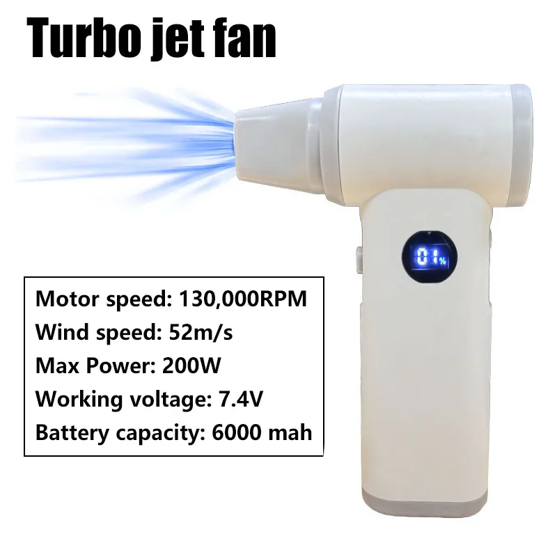 52M/S High Speed Duct Fan Mini Turbo Jet Fan Turbo fan Powerful Violent Fan With Digital display 130000RPM Electric Air Blower