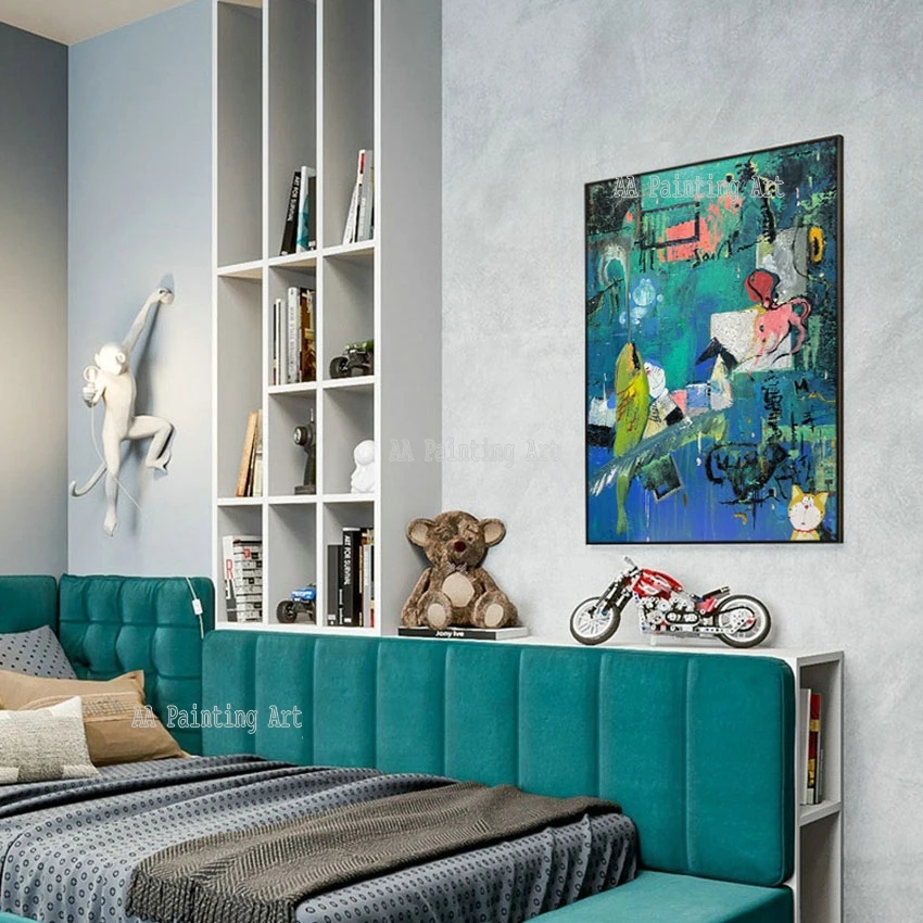 

Kids Room Decoration Abstract Cartoon Canvas Oil Painting Gift Wall Decoration Colorful Acrylic Art Showpieces Artwork Murals