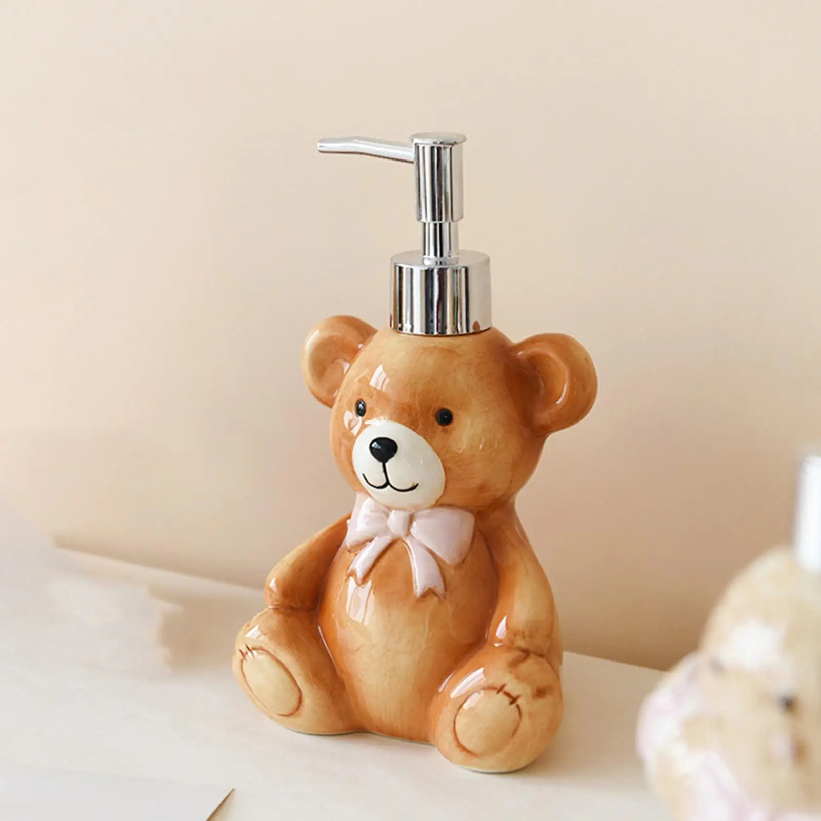 Dispenser di sapone per lavello da cucina 350ml riutilizzabile con design a forma di orso, bottiglia di sapone da cucina per doccia, lavanderia