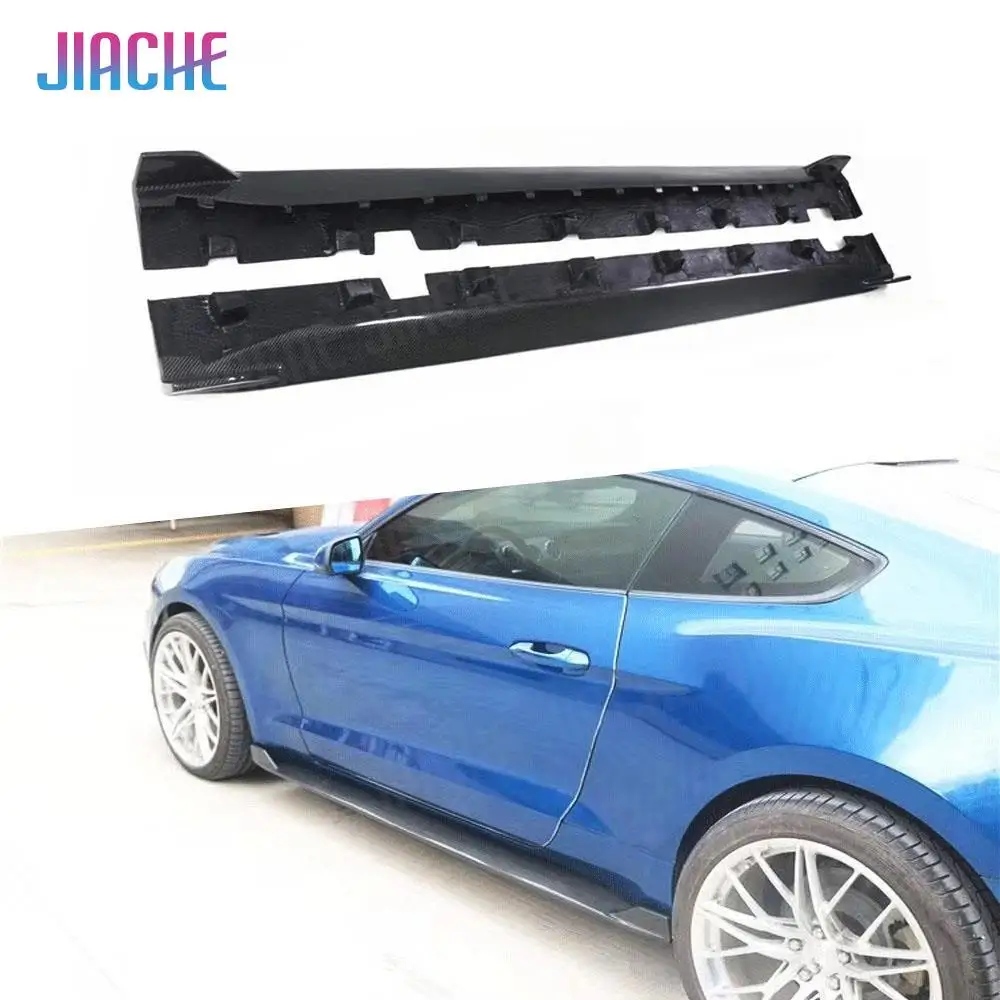 

Carbon Fiber Side Skirt Lip Bumper Protector For Ford Mustang 2015 2016 2017 FRP Door Bumper Lip Guard Car Styling