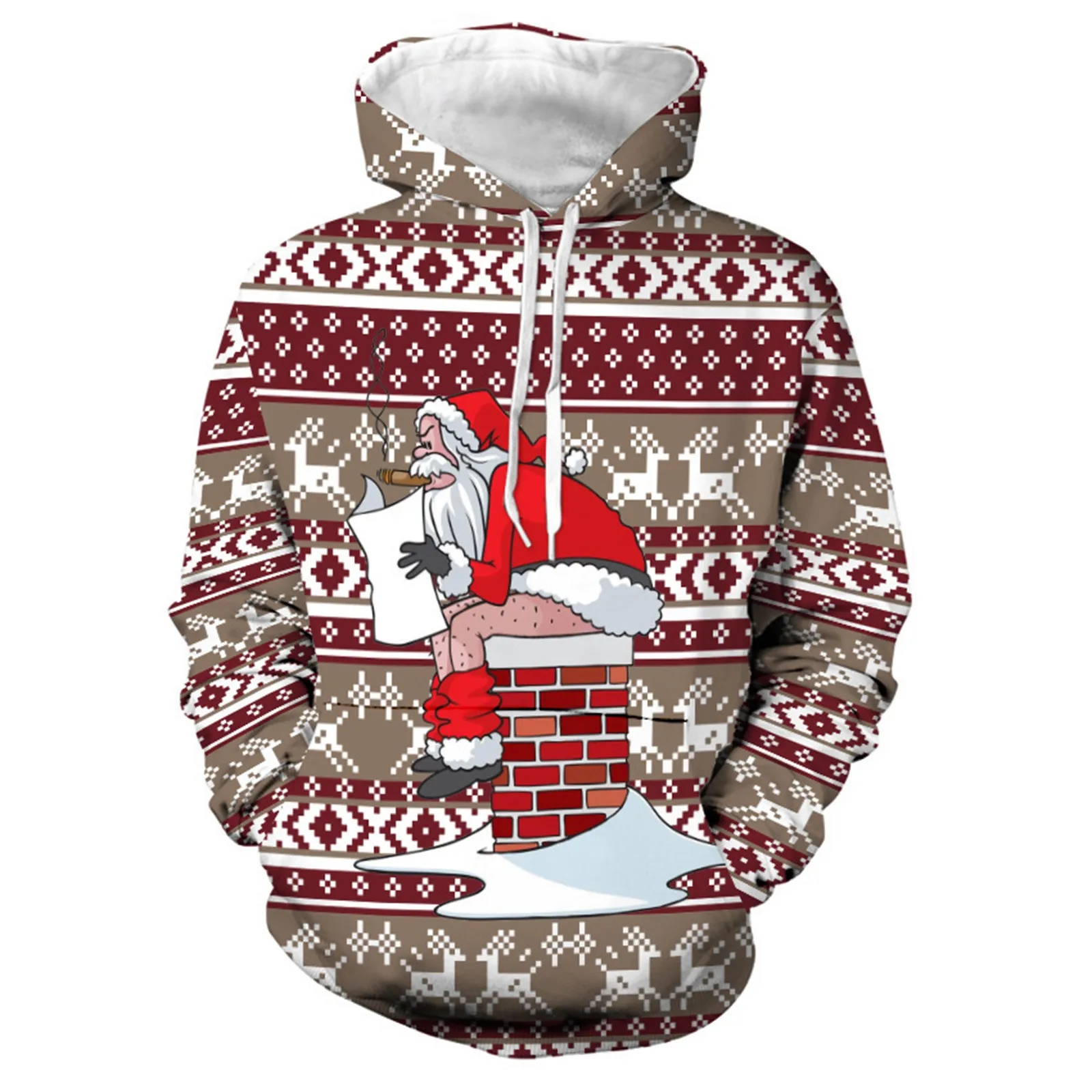 Santa Claus Sweatshirt Christmas Reindeer Print Hoodie Men Women Fashion Hoodies Women Sweats Elk Coat Christmas Gift Hoodie