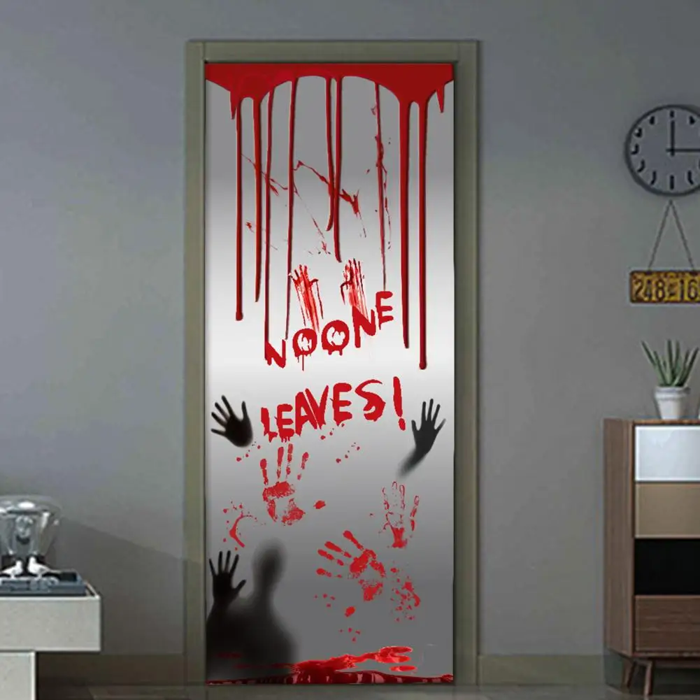 Halloween Bloody Stickers,Red Handprint Waterproof,PE,Removable,Ghost Festival Holiday Decor Glass Window Cling Decal,