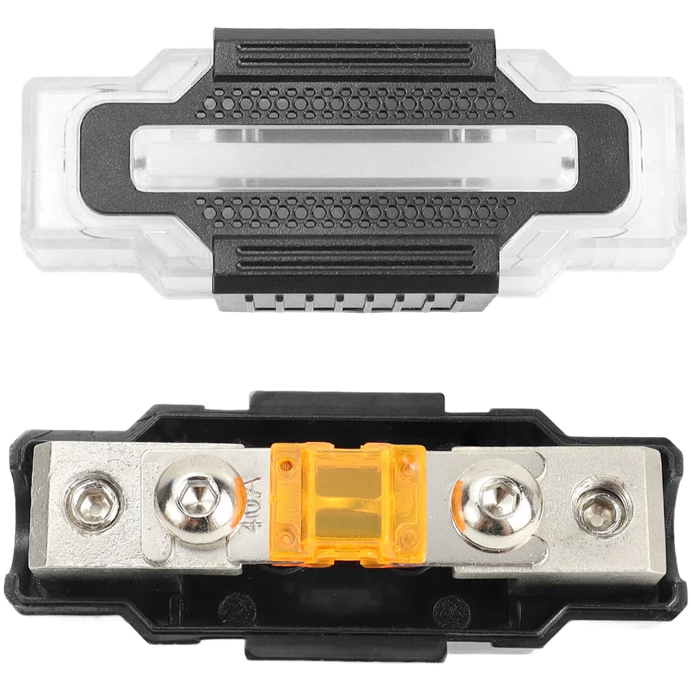 2pcs 40A Fuse Box for Vehicle Audio Systems with Moisture Resistant Design Zinc Alloy Construction and Clear Lid