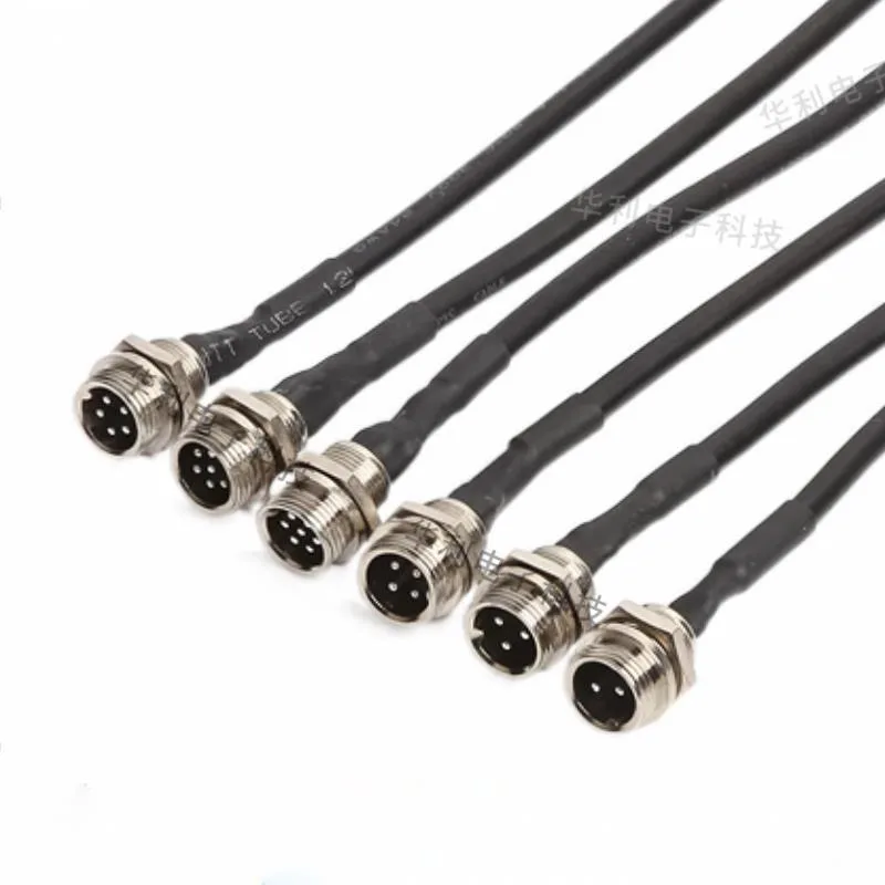 Aviation Plug Connector Cable GX12 Single Head Male with Wire 2 3 4 5 6 7 Pin Connector