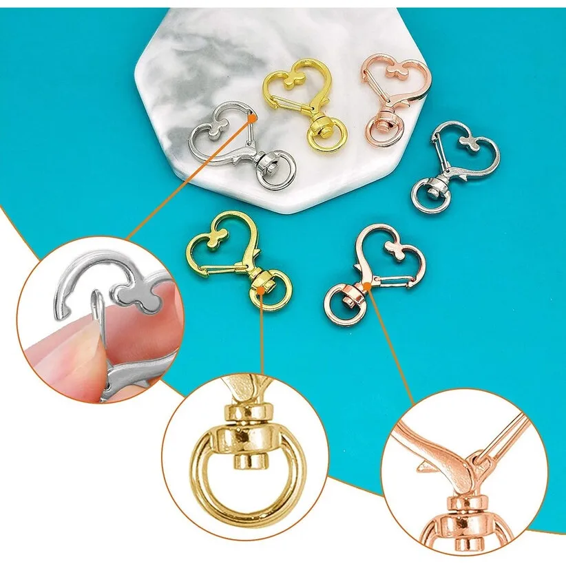 5/15/30 Set Heart Shaped Swivel Snap Hooks for DIY Craft