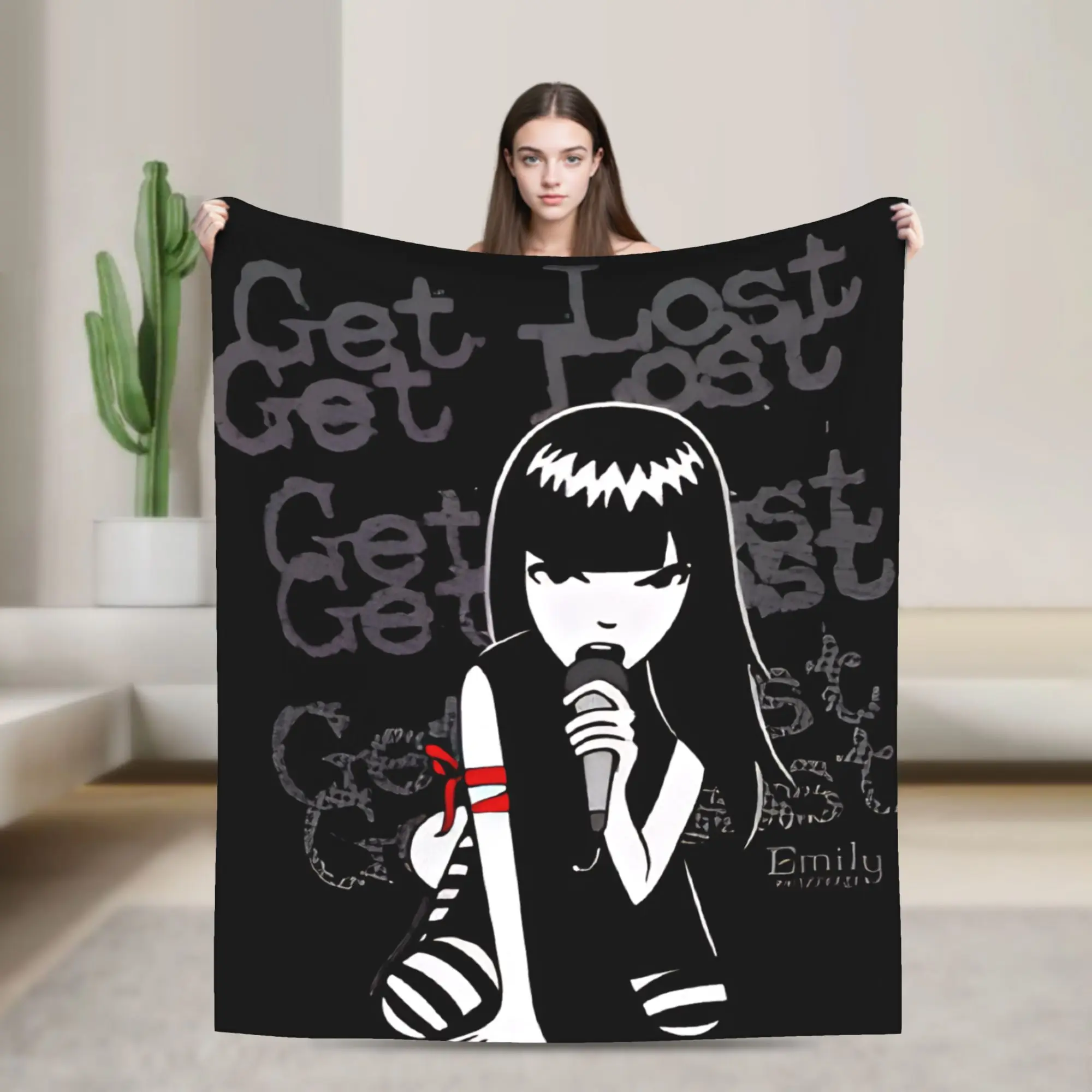 

E-Emily the Strange Art Blankets Flannel Awesome Warm Throw Blanket for Bedding Lounge Textile Decor,