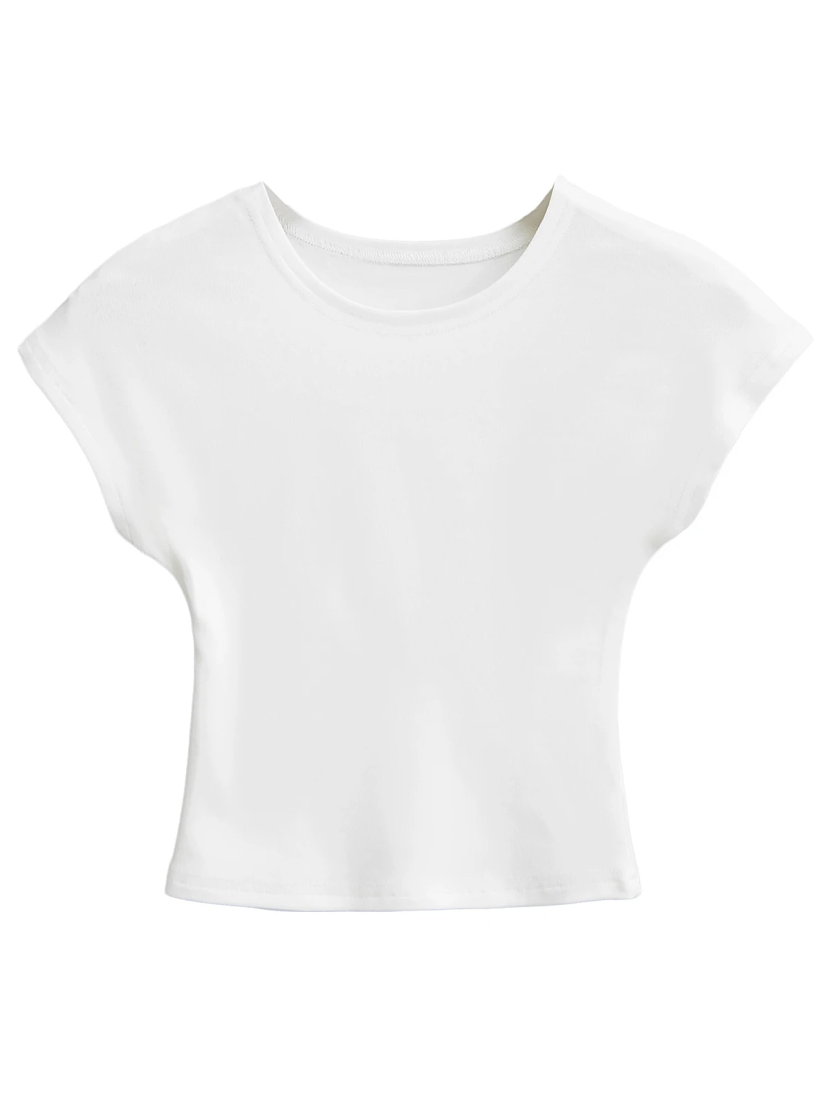 슬림핏 반팔 티셔츠 여성용 라운드넥 플라잉 슬리브 탑 아메리칸 핫걸 스타일 허리 조임 슬리밍 단색